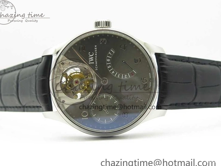 MIROTIME 0809 Portuguese Tourbillon IW5046 SS ZF Best Edition Gray Dial on Black Leather Strap SunProtective 7147